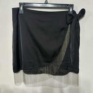 Black beaded fringe skirt